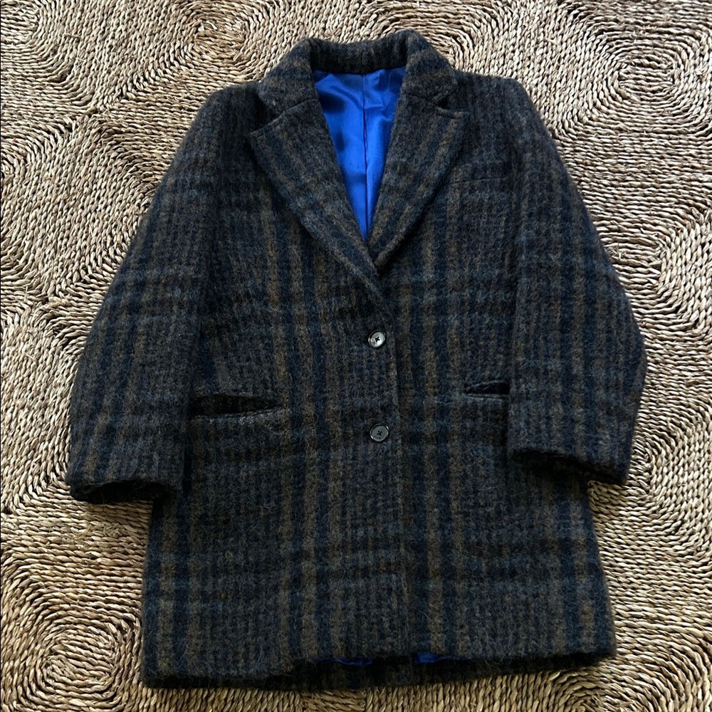 Victoria Beckham Black and Blue Plaid Blazer